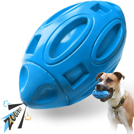 Natural Rubber Football Dog Toy - Zoomies Pet EmporiumNatural Rubber Football Dog ToyDog ToyZoomies Pet EmporiumZoomies Pet Emporiuma133b47d - cff7 - 449a - 8126 - f3020e3e32a3313111126164BlueRubber Puppy Dog Chew Ball Toy with Squeaker