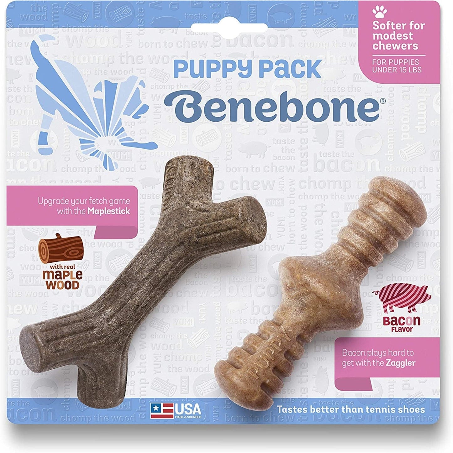 Puppy Pack Benebone Dog Chew Toy - Zoomies Pet EmporiumPuppy Pack Benebone Dog Chew ToyDog ToyBeneboneZoomies Pet Emporium62f0f90d - dcb7 - 4105 - b089 - 1f7e2f7c624b7445051761785REAL Maplewood/REAL BaconTiny - 2 - Pack: Maplestick/Zaggler2 Pack Benebone Dog Chew Toy